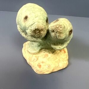 Vintage HTF Stone Critters SC-402 Resin Manatee & Calf Figurine 1992 Sea Cow